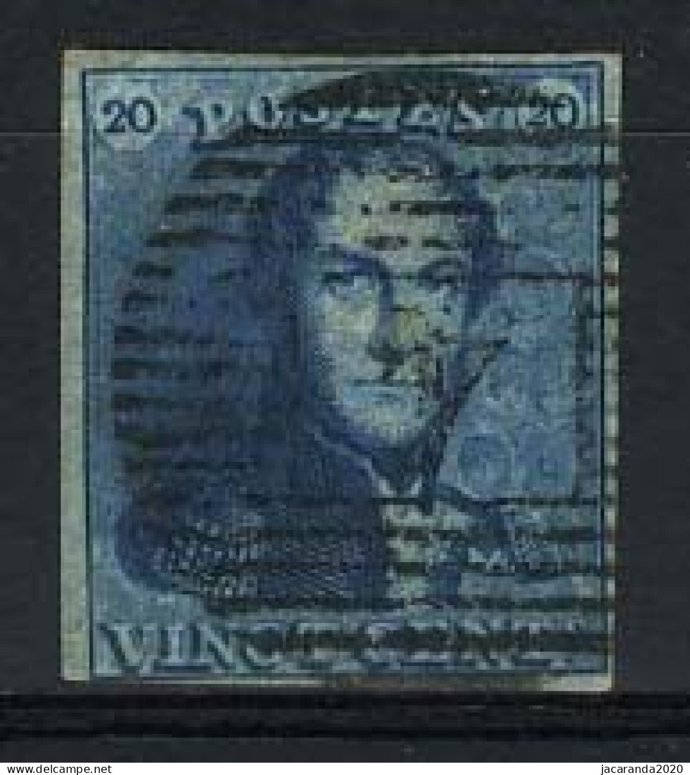 België 2 - 20c Blauw - Koning Leopold I - Epauletten - 4 - Anvers - 1849 Epaulettes