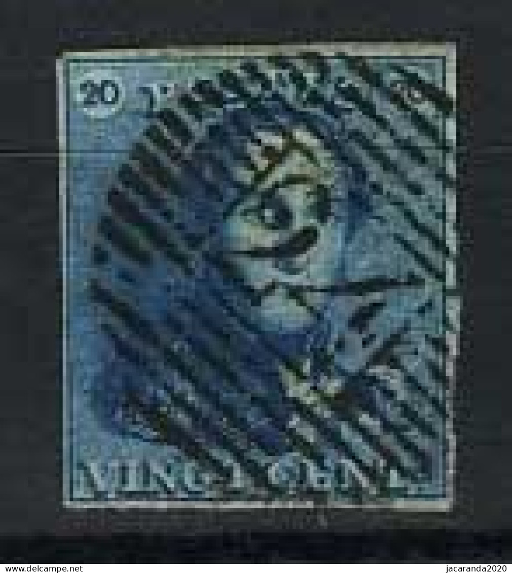 België 2 - 20c Blauw - Koning Leopold I - Epauletten - 24 - Bruxelles - 1849 Hombreras