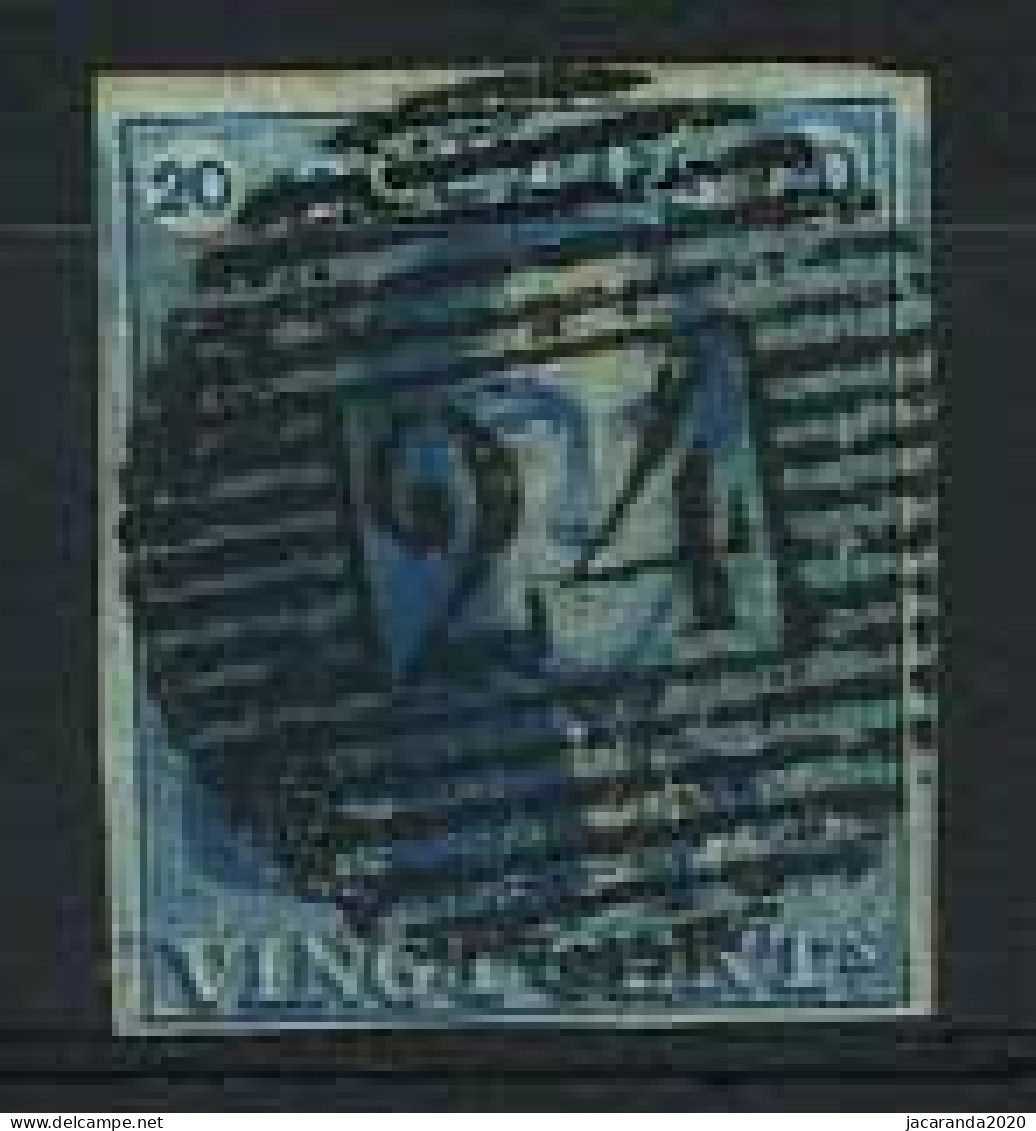 België 2 - 20c Blauw - Koning Leopold I - Epauletten - 24 - Bruxelles - Mooi Gerand - 1849 Epaulettes