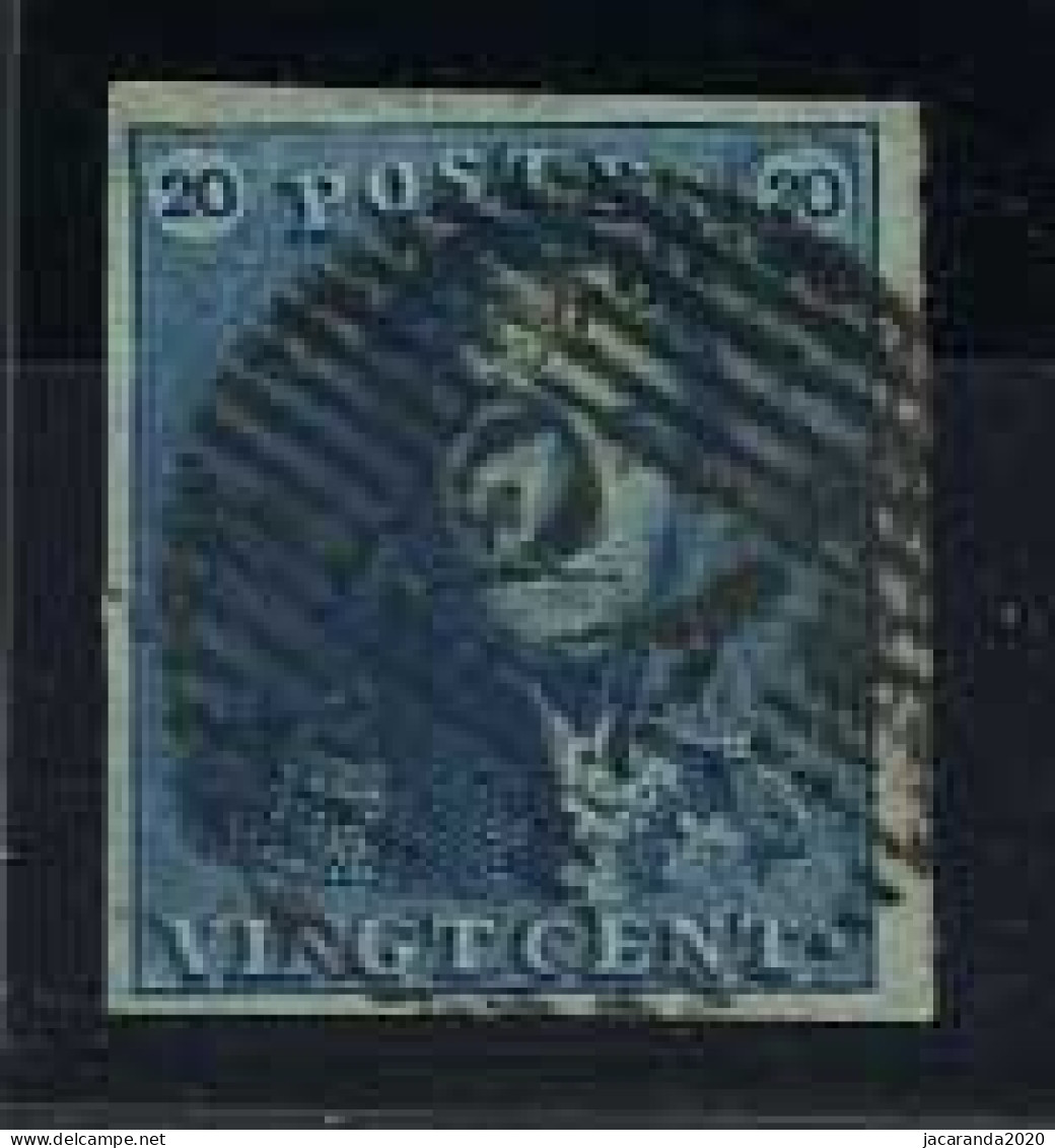 België 2 - 20c Blauw - Koning Leopold I - Epauletten - 24 - Bruxelles - Zeer Mooi Gerand - 1849 Schulterklappen