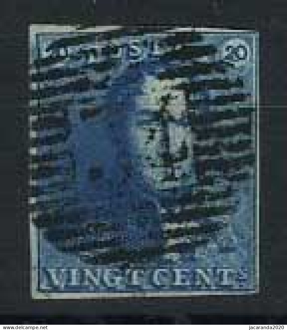 België 2 - 20c Blauw - Koning Leopold I - Epauletten - P.34 - Dison - 1849 Schulterklappen