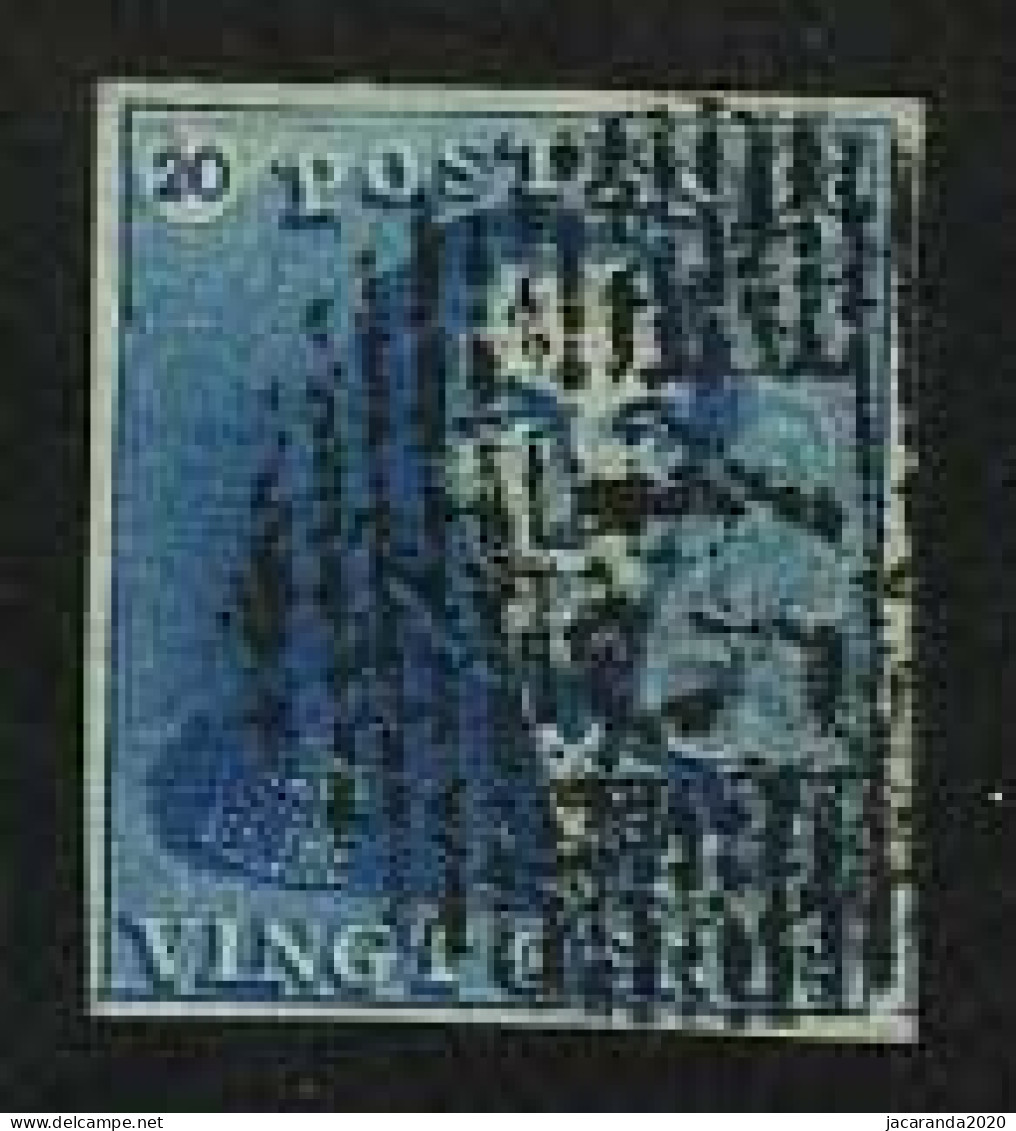 België 2a - 20c Lichtblauw - Koning Leopold I - Epauletten - 45 - Gand - 1849 Schulterklappen