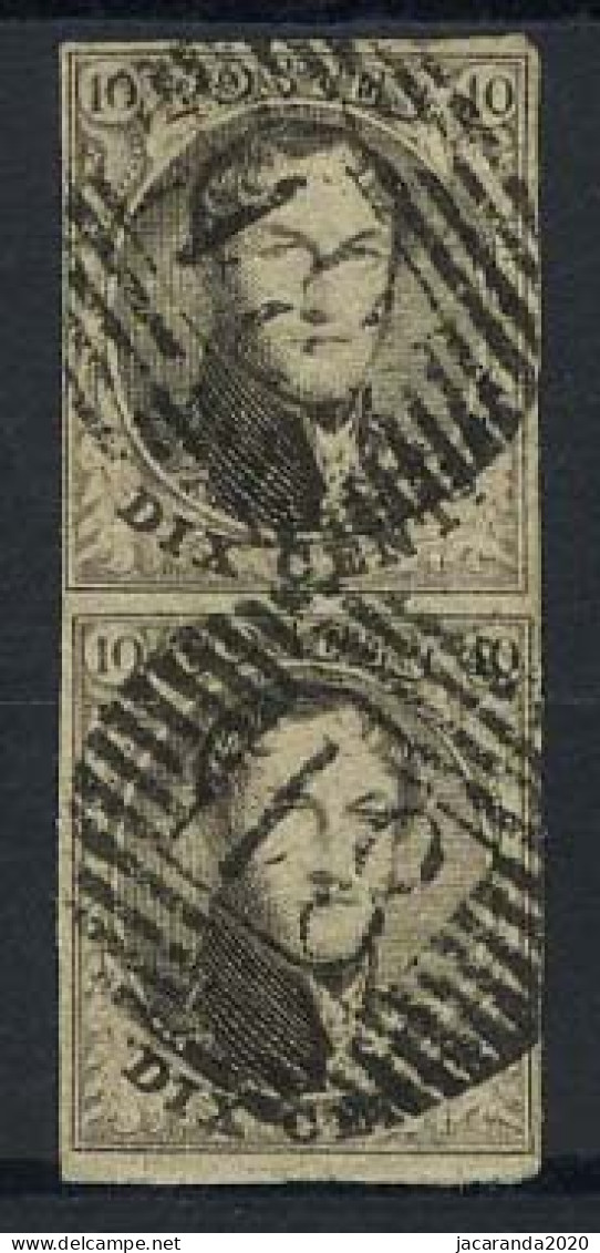 België 6 - 10c Bruin - Koning Leopold I - Medaillon -81 - Verticaal Paar - Paire Verticale - 1851-1857 Médaillons (6/8)