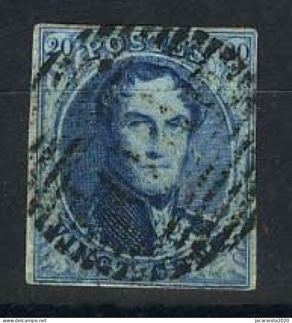 België 7A - 20c Blauw - Koning Leopold I - Medaillon - Dik Papier - 4 - 1851-1857 Medaillons (6/8)