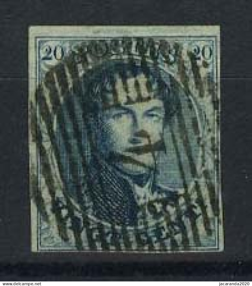 België 7b - 20c Groenblauw - Koning Leopold I - Medaillon - 4 - 1851-1857 Médaillons (6/8)