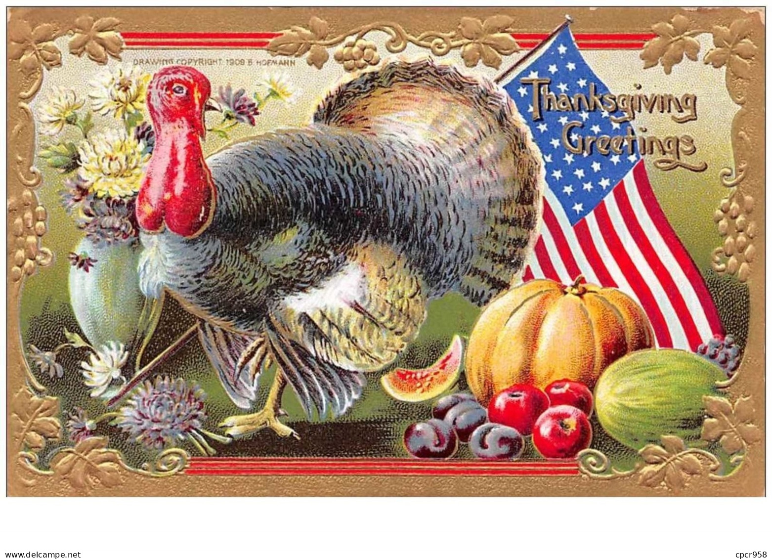 Fete Voeux. N°46679 . Illustrateur . Thanksgiving Greetings.gaufré - Giorno Del Ringraziamento