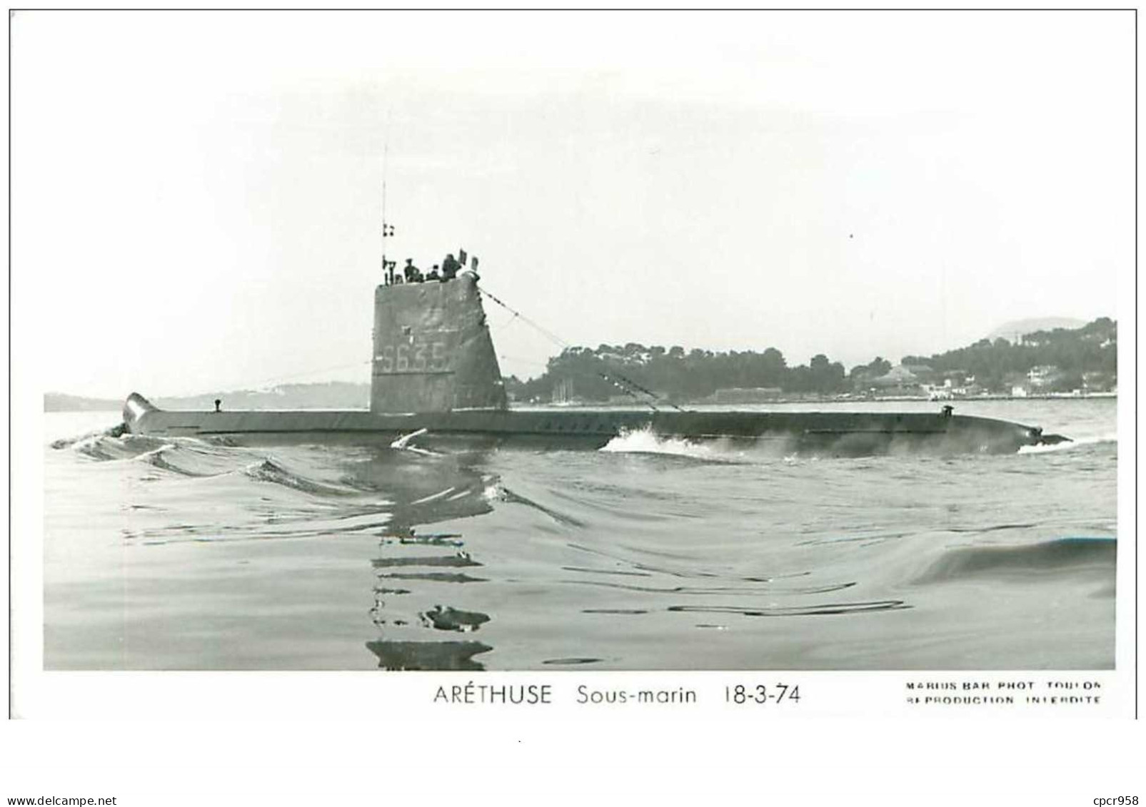 Bateau. N°36056 . Aréthuse. Sous-marin . 1974 . Guerre - Submarinos