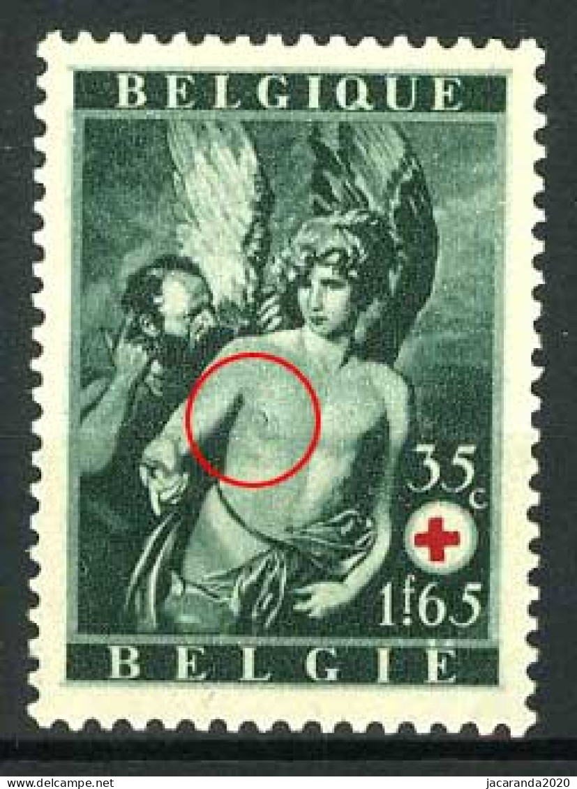 België 647-V1 ** - Van Dyck - Dedalus En Icarus - Borsthaartje - Poil Sur La Poitrine - 1931-1960