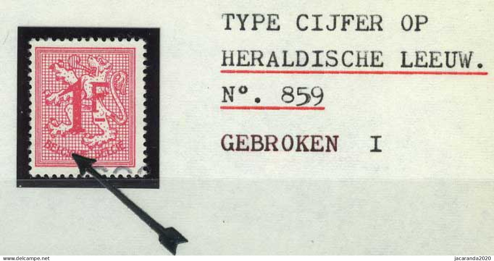 België 859-Cu - Heraldieke Leeuw - Gebroken I - I Cassé - 1931-1960