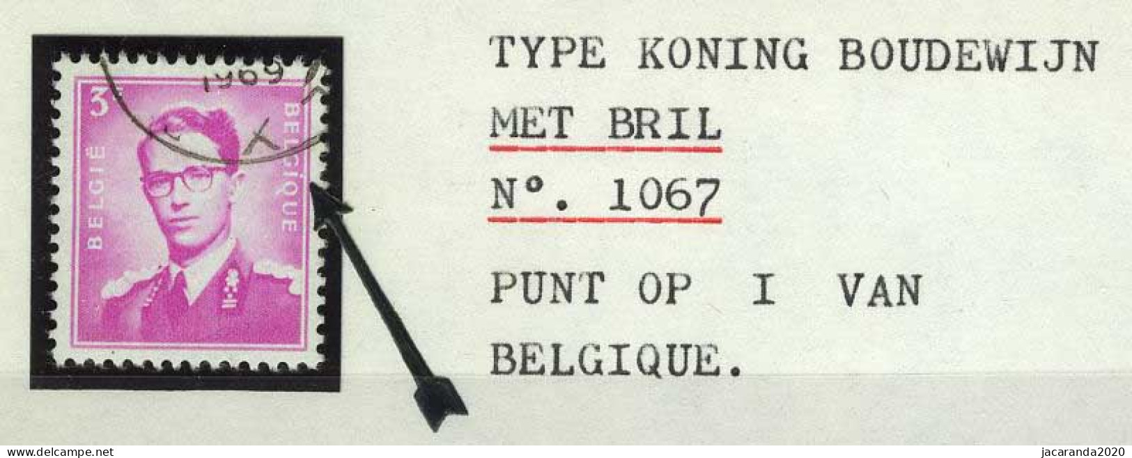 België 1067P3-Cu - Koning Boudewijn - Punt Op I - Point Sur Le I - 1931-1960