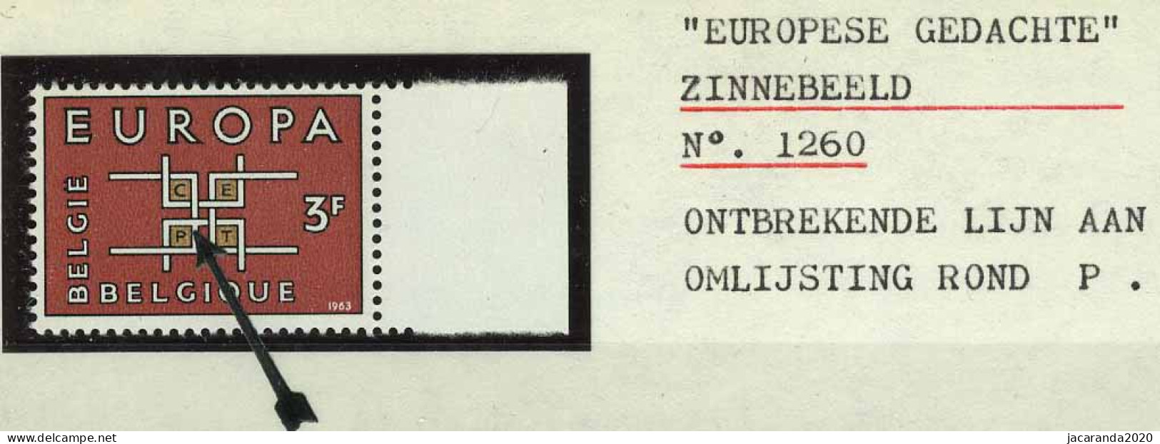 België 1260-V ** - Onderbroken Kader Rond P - Ligne Manquante  - Altri & Non Classificati