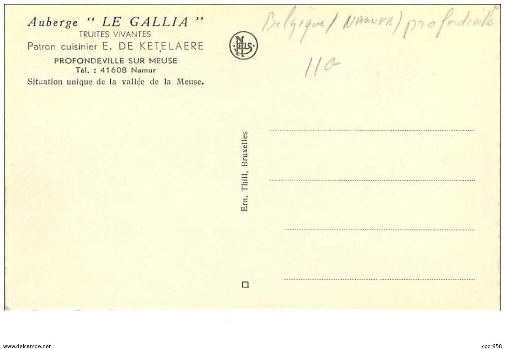 Belgique. N°35719.profondeville Sur Meuse.auberge Le Gallia - Profondeville