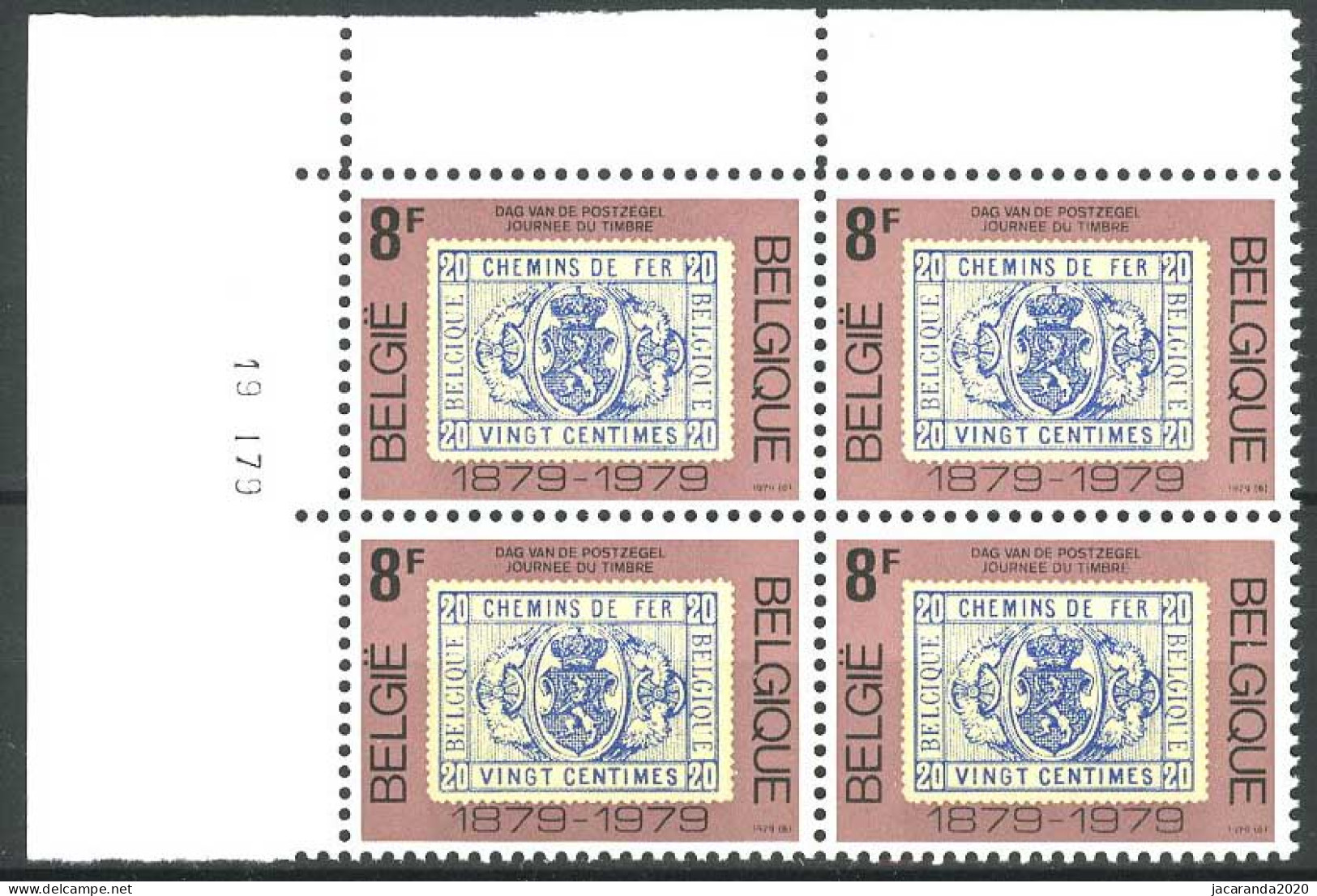 België 1929 - Dag Van De Postzegel - Blok Van 4 - 19 1 79 - Esquinas Fechadas