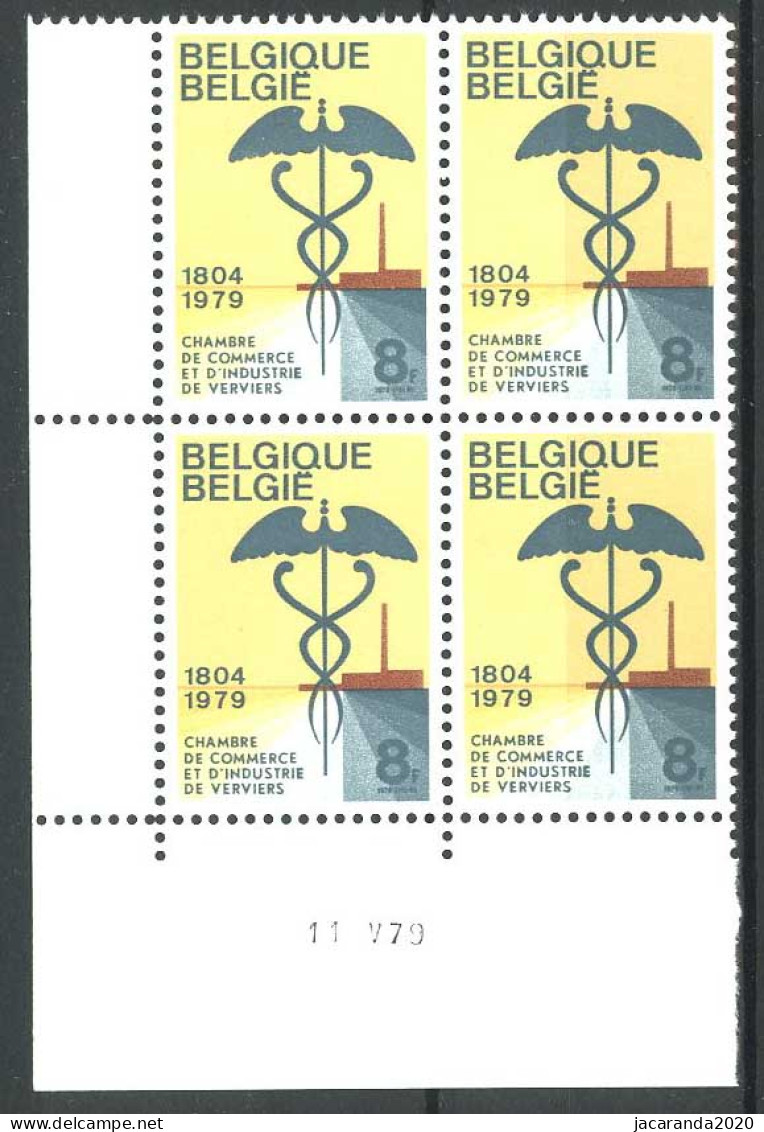 België 1937 - Kamer Voor Handel En Nijverheid - Blok Van 4 - 11 V 79 - Hoekdatums