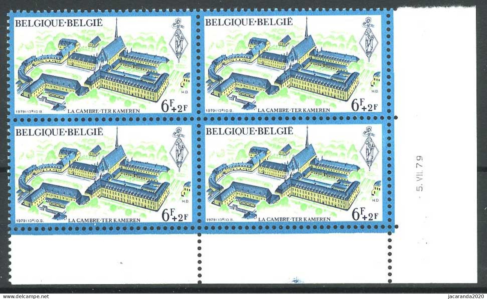 België 1940 - Culturele - Abdij - Blok Van 4 - 5 VII 79 - Dated Corners