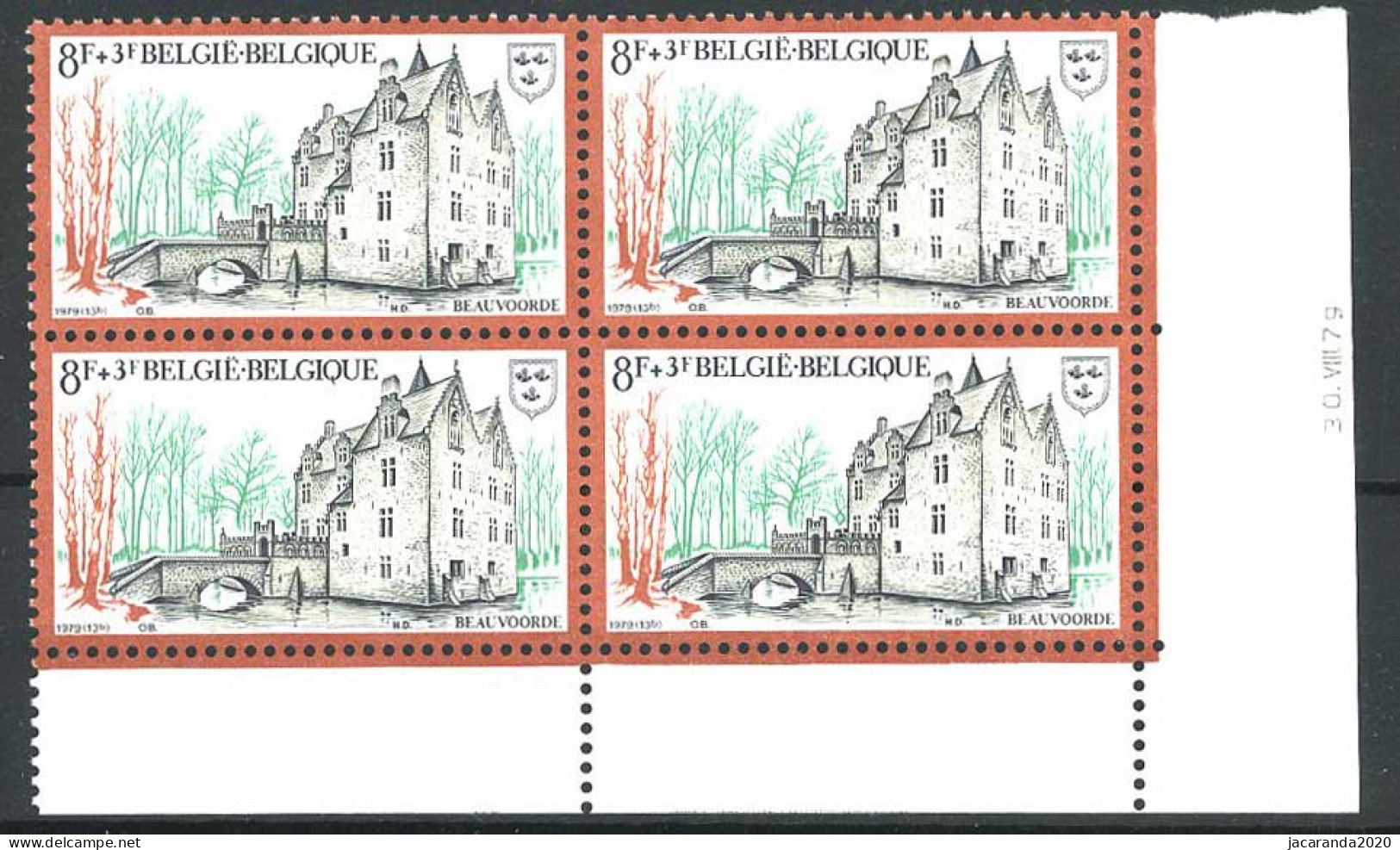 België 1941 - Culturele - Kasteel - Château - Blok Van 4 - 30 VIII 79 - Hoekdatums