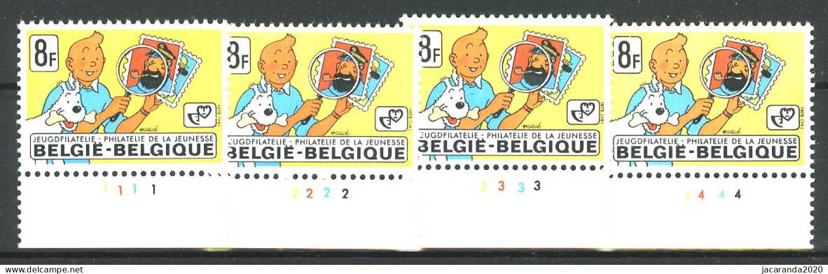 België 1944 - Jeugdfilatelie - Kuifje En Bobby - Strips - BD - Comics - Tintin Et Milou - Plnrs 1-2-3-4 - 1971-1980