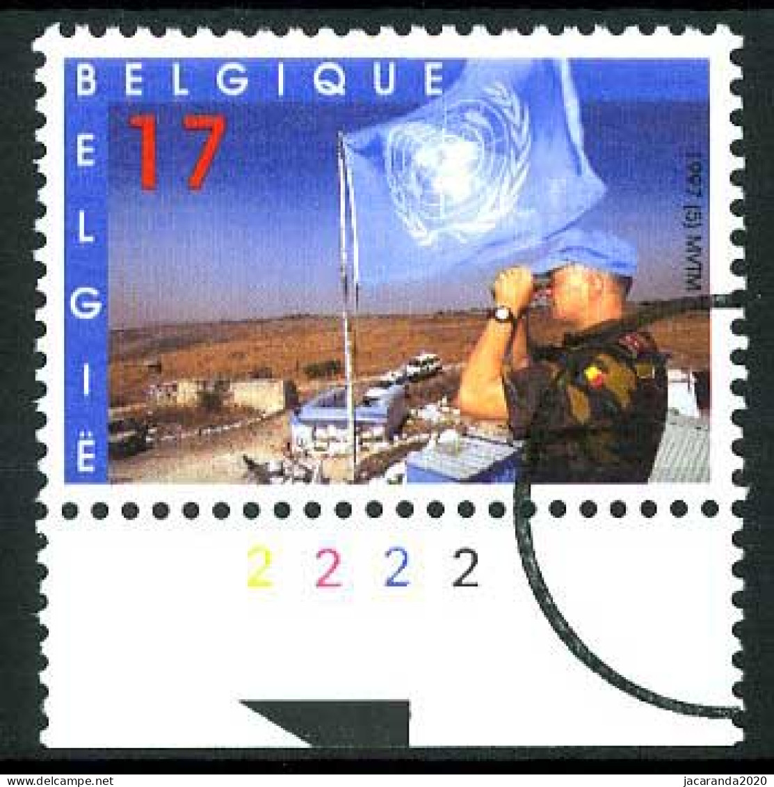 België 2692 SPEC - Blauwhelmen - UNO Vlag - Casques Bleus - PERSSTEMPEL - Specimen - Perszegels - PRESSE - Met Plnr. - Andere & Zonder Classificatie