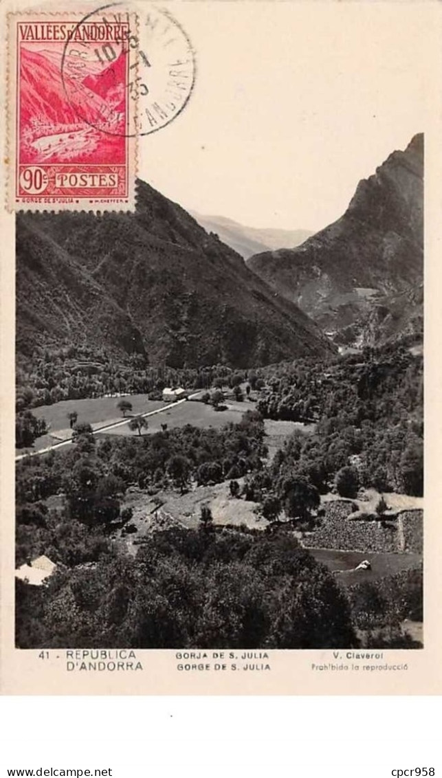 Andorre . N°50981 . Gorge De S Julia . 1935  . Carte Maximum . - Cartes-Maximum (CM)