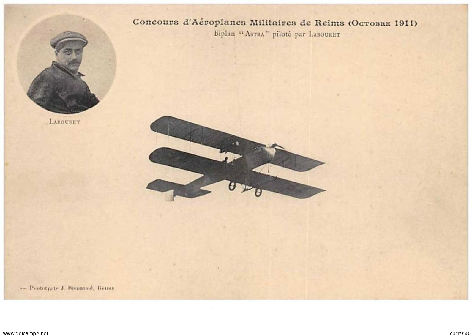 Aviation . N°46316 . Concours D Aeroplanes De Reims Biplan Astra Pilote Par Labouret.  Avion . Aviateur . - Meetings