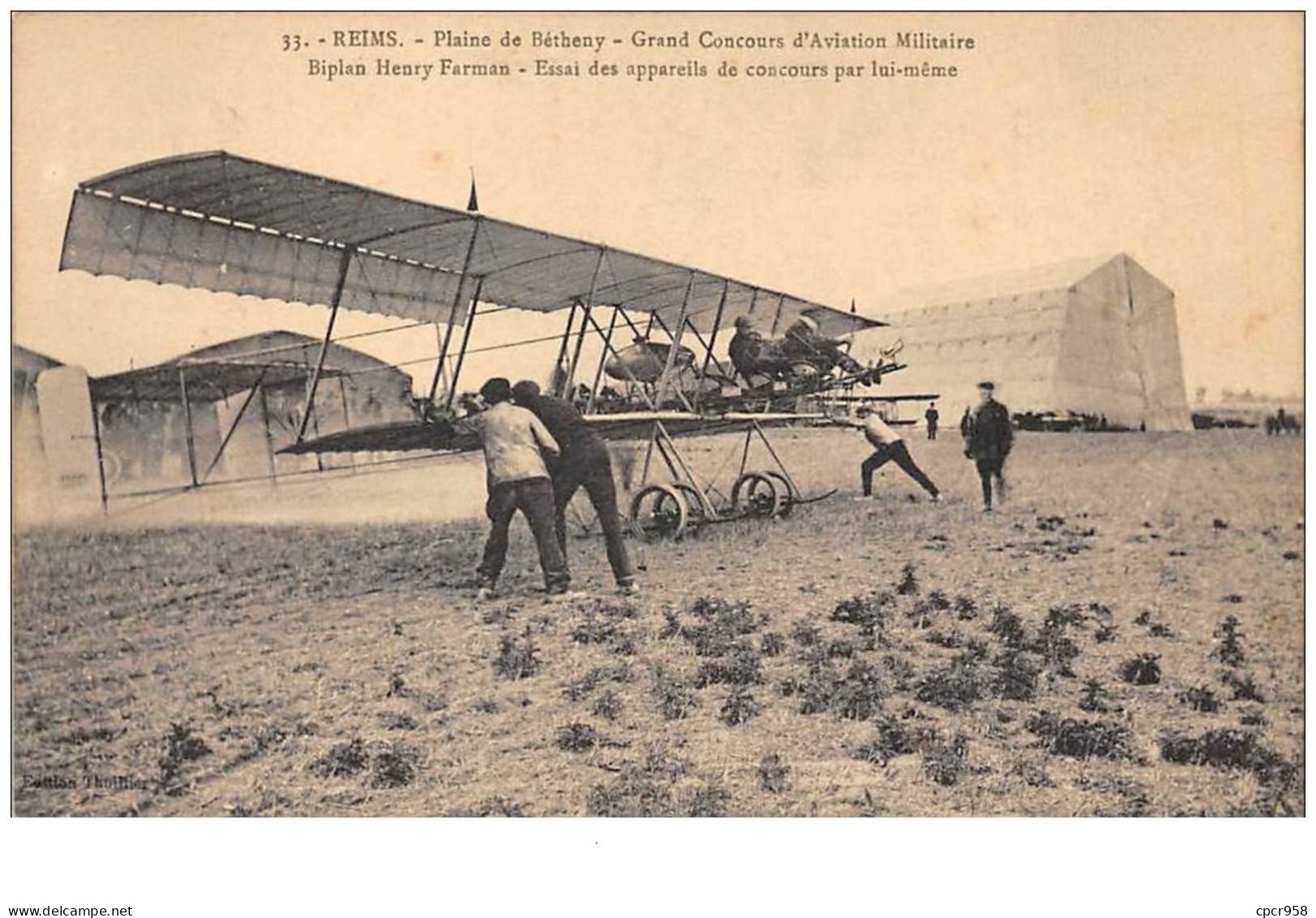 Aviation . N°46327. Concours D Aviation De Reims . Biplan Henri Farman.  Avion . Aviateur . - Meetings