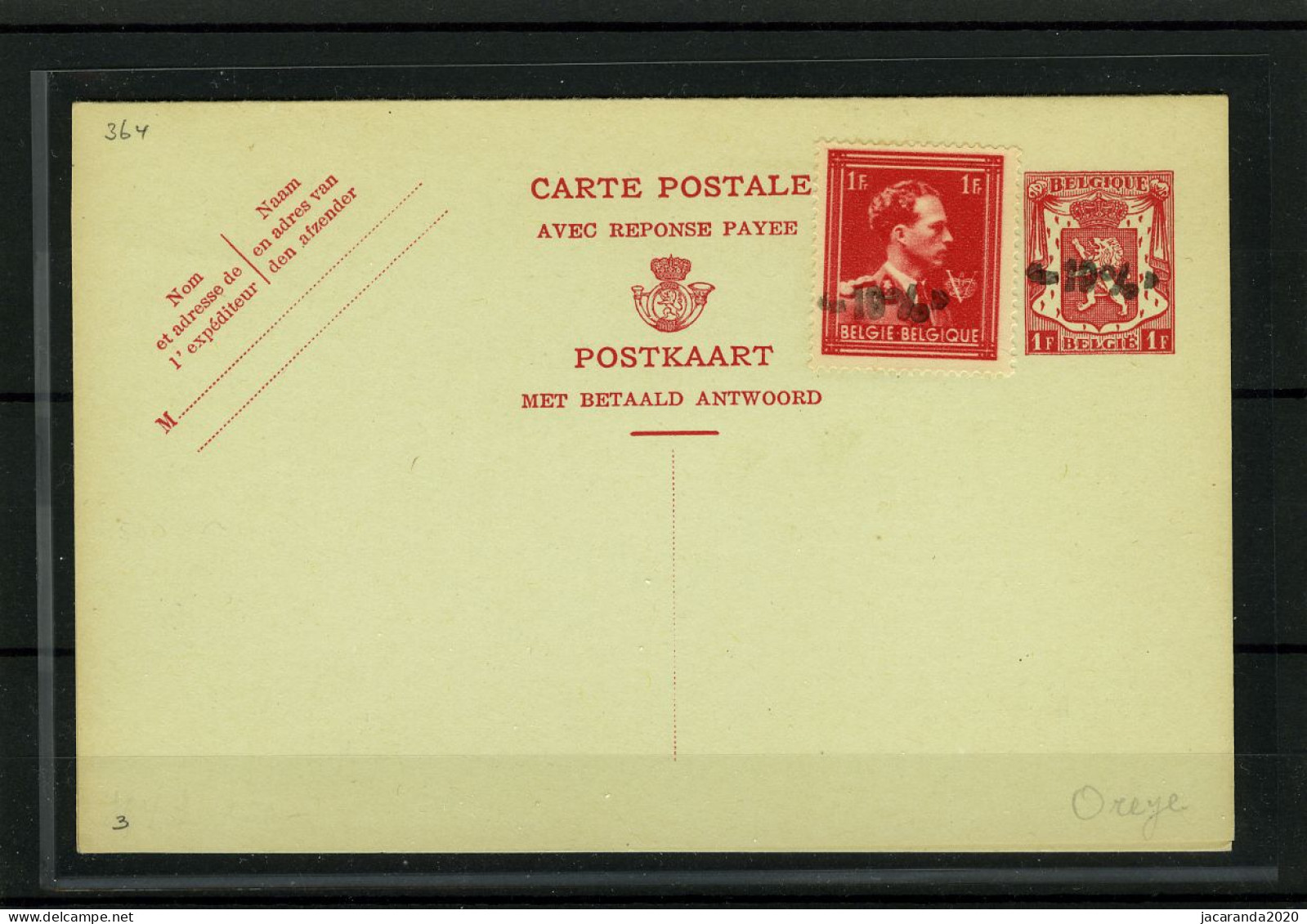 België  Postkaart Met Betaald Antwoord - Nieuw - Carte Postale Avec Réponse Payée - Zegel 724c - Leopold Met -10% - 364 - 1946 -10 %