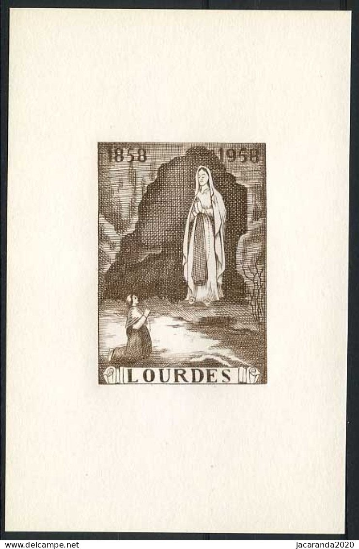 België E75-Cu - Eeuwfeest Der Verschijningen In Lourdes - Bruin - Zonder Tekst - Sans Texte - Erinnophilie - Reklamemarken [E]