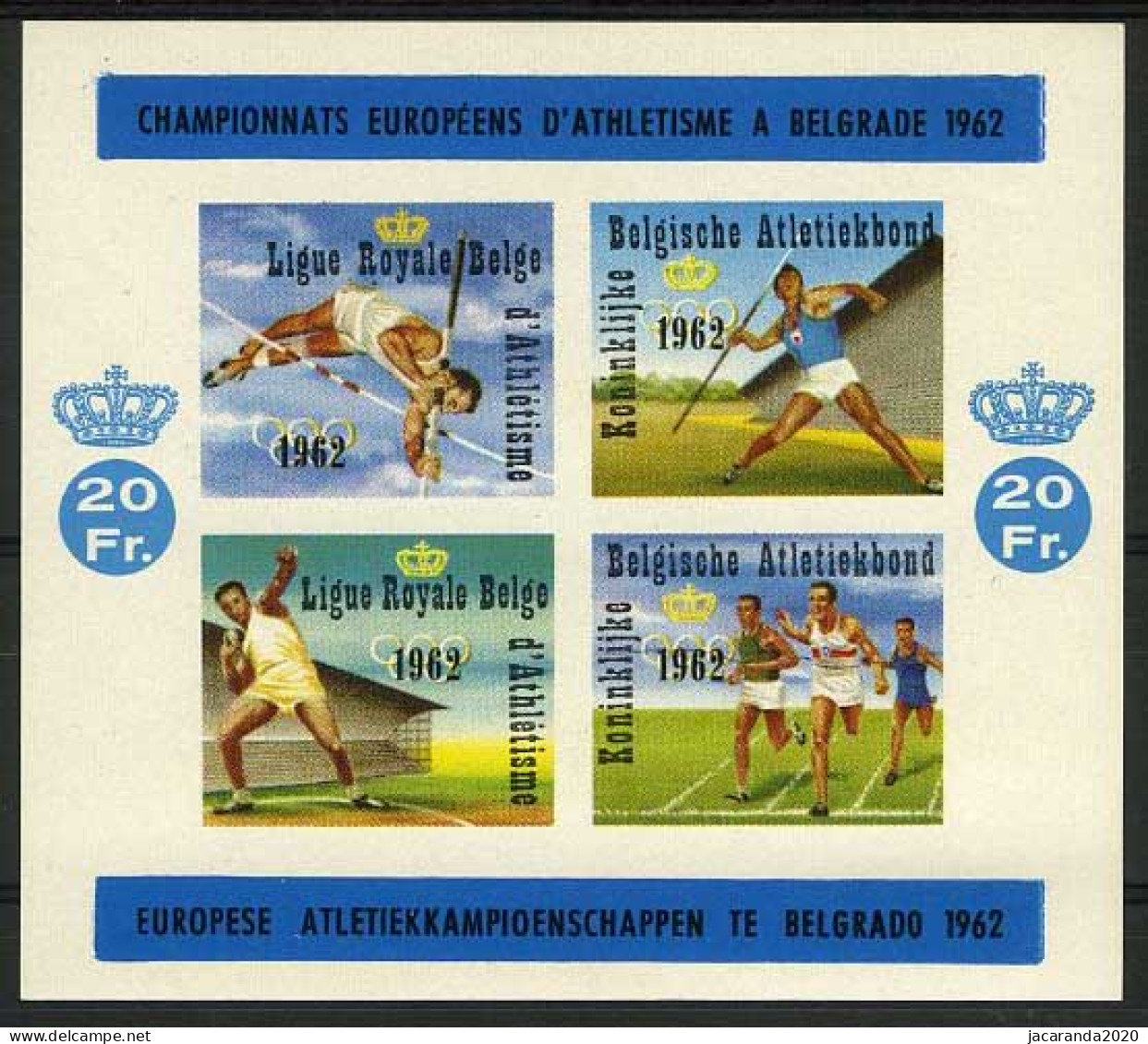 België E86 ON ** - Europese Atletiekkampioenschappen - Belgrado 1962 - Ongetand - Non Dentelé - Erinnophilie - Reklamemarken [E]