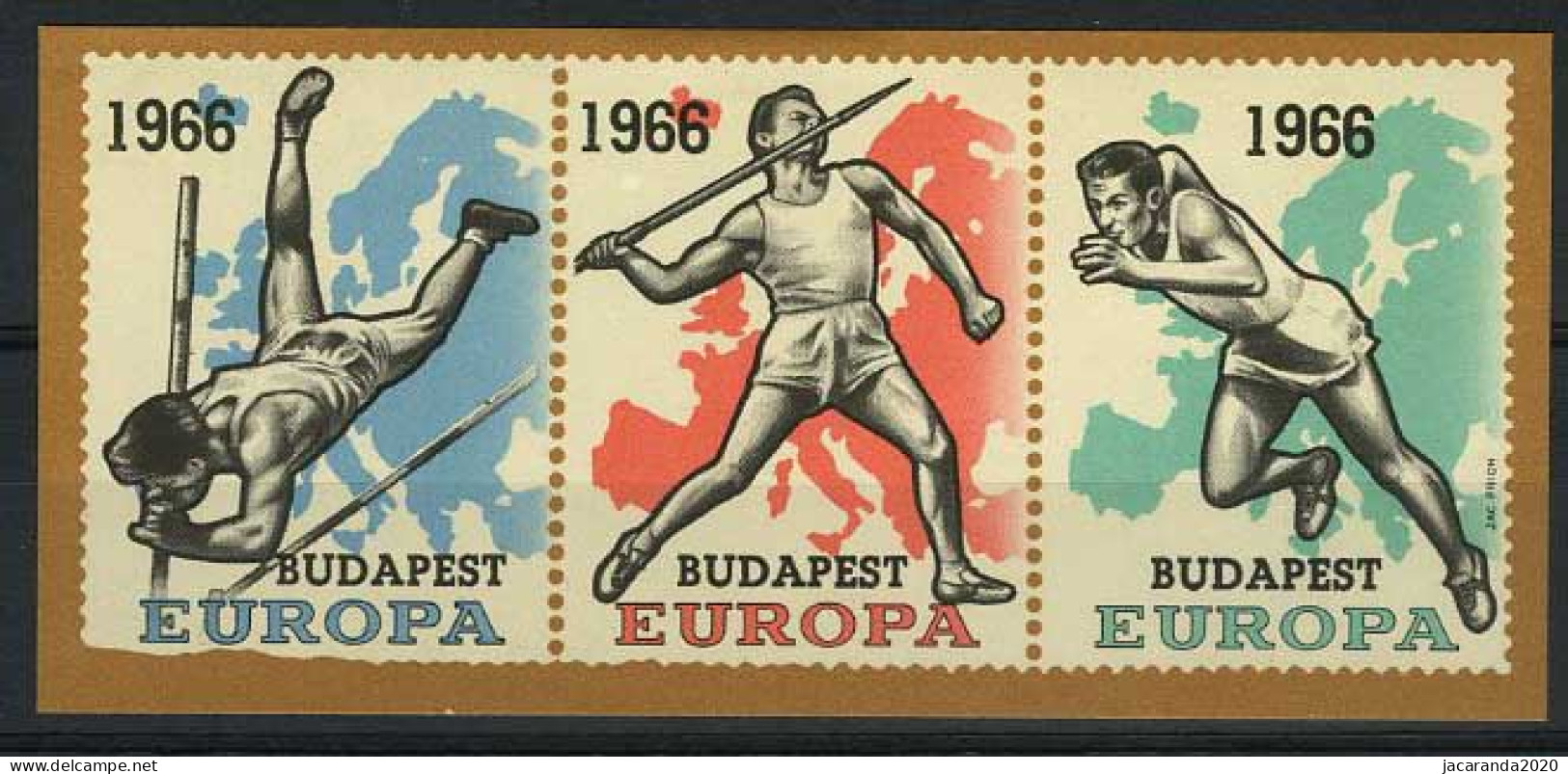 België E98 - Europese Atletiekkampioenschappen Te Budapest 1966 - Foutdruk - Erreur De Pression - Andere & Zonder Classificatie