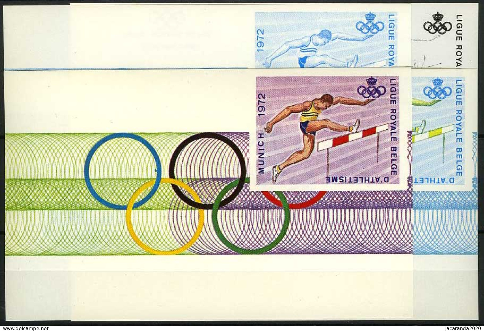 België E120 - Olympische Spelen - München 1972 - Hordenlopen - Course De Haies - 4 Kleurproeven - Erinnophilie [E]