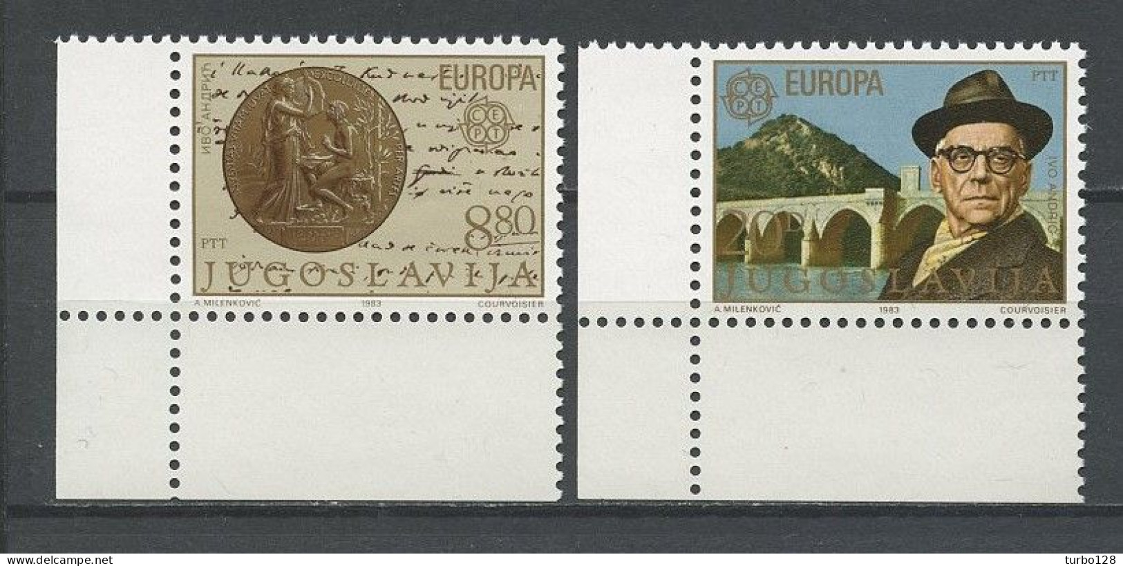 Yougoslavie 1983 N° 1867/1868 ** Neufs MNH Superbes C 1.50 € Génie Humain EUROPA Ecrivain Ivo Andric Médaille Pont - Ungebraucht