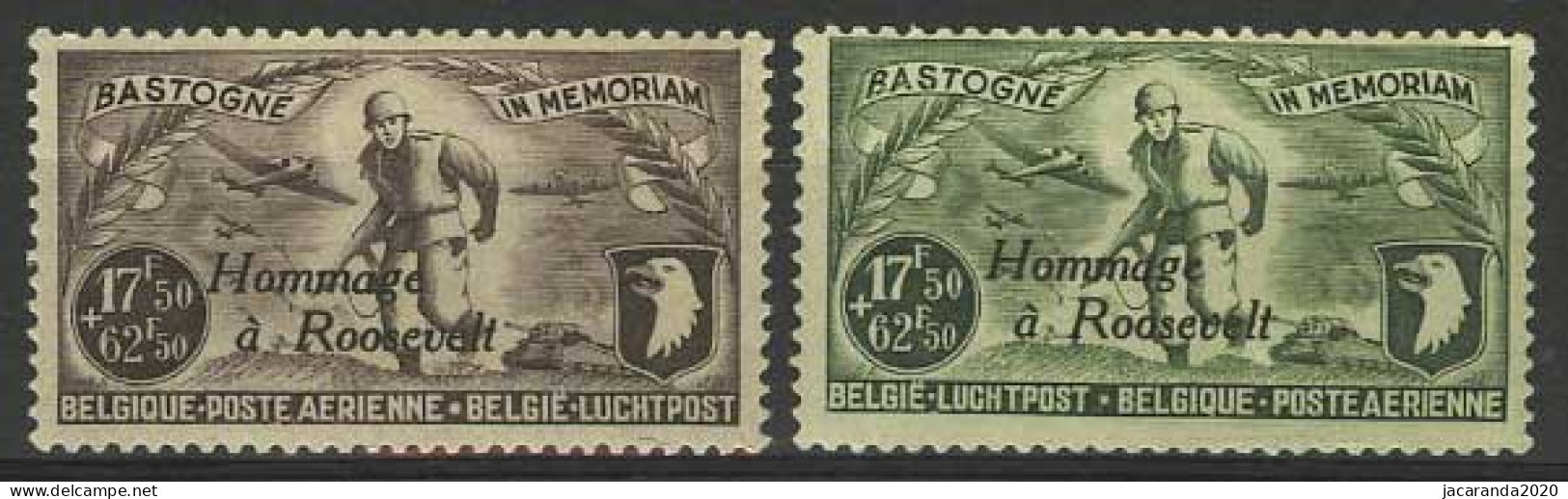 België PR81/82 ** - Luchtpostzegels PA12/13 Met Opdruk "Hommage à Roosevelt" - Privados & Locales [PR & LO]