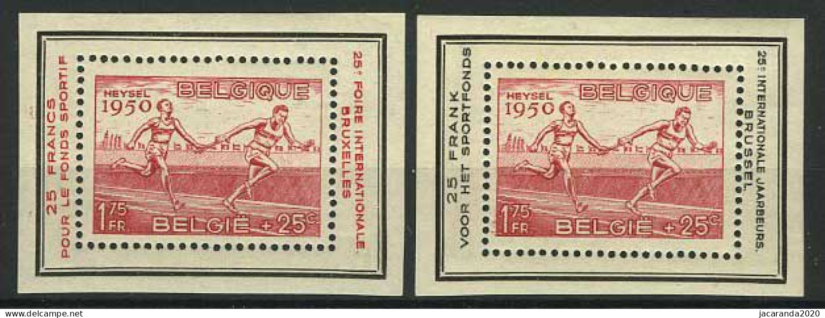 België PR117/18 ** - Sport - Blok 29 Met Opdruk  - Voor Het Sportfonds - Pour Le Fonds Sportif - Atletiek - Heysel 1950 - Athletics