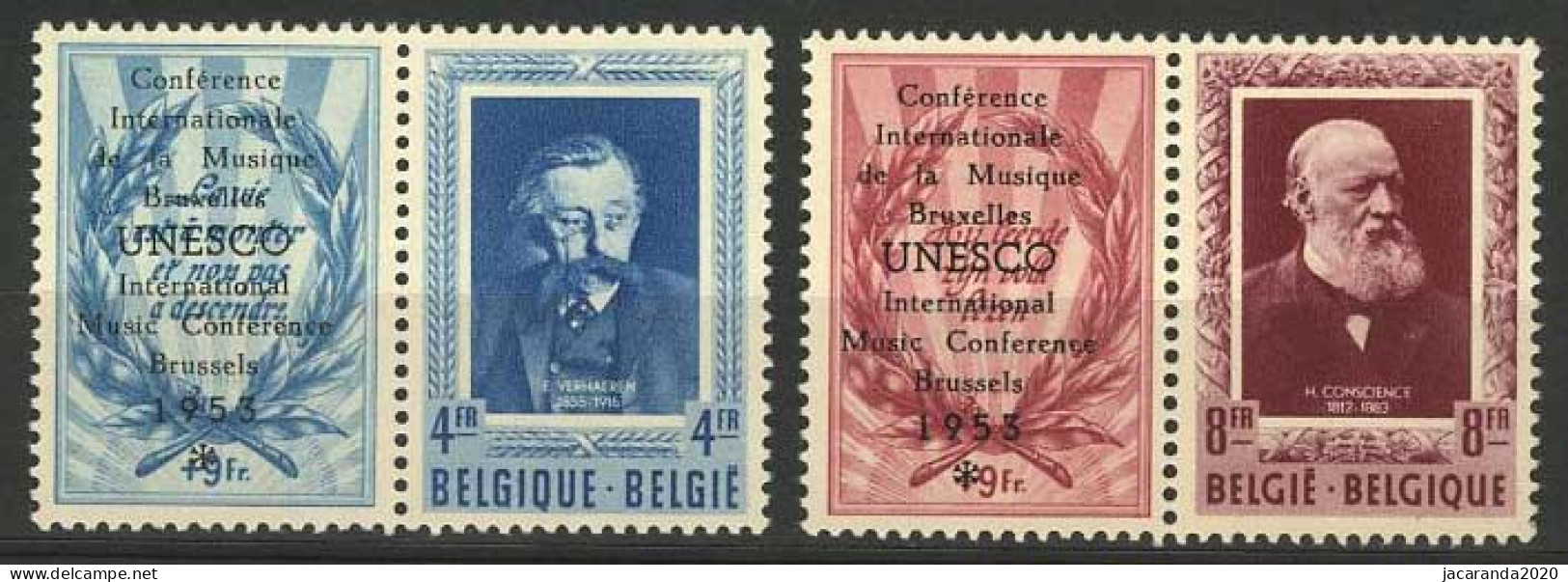 België PR119/20 * - Emile Verhaeren - Hendrik Conscience - Met Opdruk UNESCO - Avec Surcharge UNESCO - Privados & Locales [PR & LO]