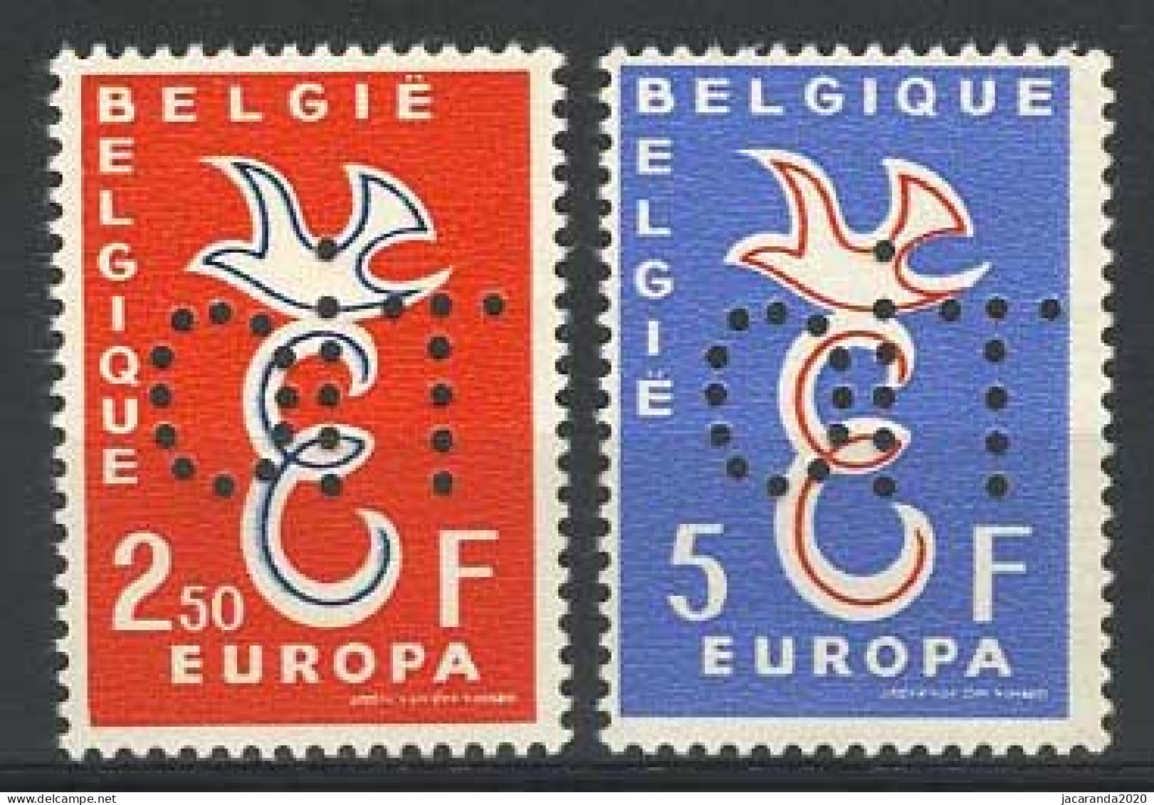 België PR133/34 ** - Europa 1958 - 40 Jaar IAO - Europazegels Geperforeerd Met OIT - Privé- & Lokale Post [PR & LO]