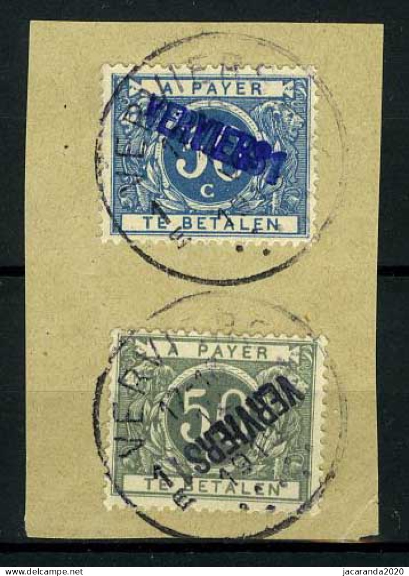 België TX15A + TX16A - Takszegel 30c En 50c - Met Naamstempel Verviers - Stamps