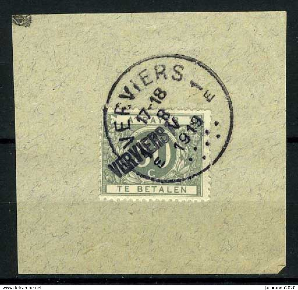 België TX16A - Takszegel 50c Grijs - Met Naamstempel Verviers - Timbres