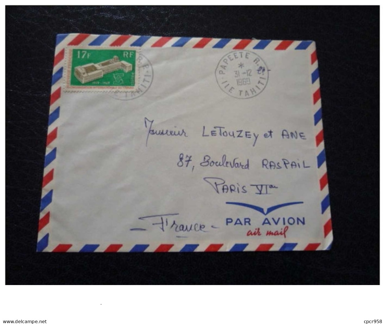 TIMBRE.n°8436.PAPEETE.ILE TAHITI.PARIS.1969 (31 DECEMBRE).PAR AVION - Tahití