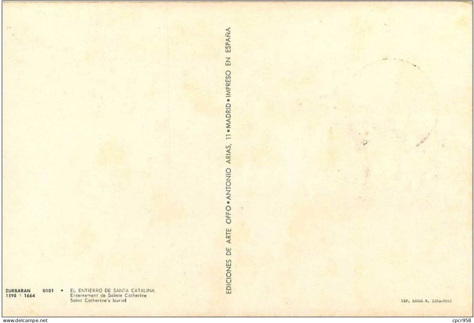 TIMBRES.CARTE MAX.n°9336.ESPAGNE.1962.ZURBARAN.ENTERREMENT DE SAINTE CATHERINE - Maximumkarten