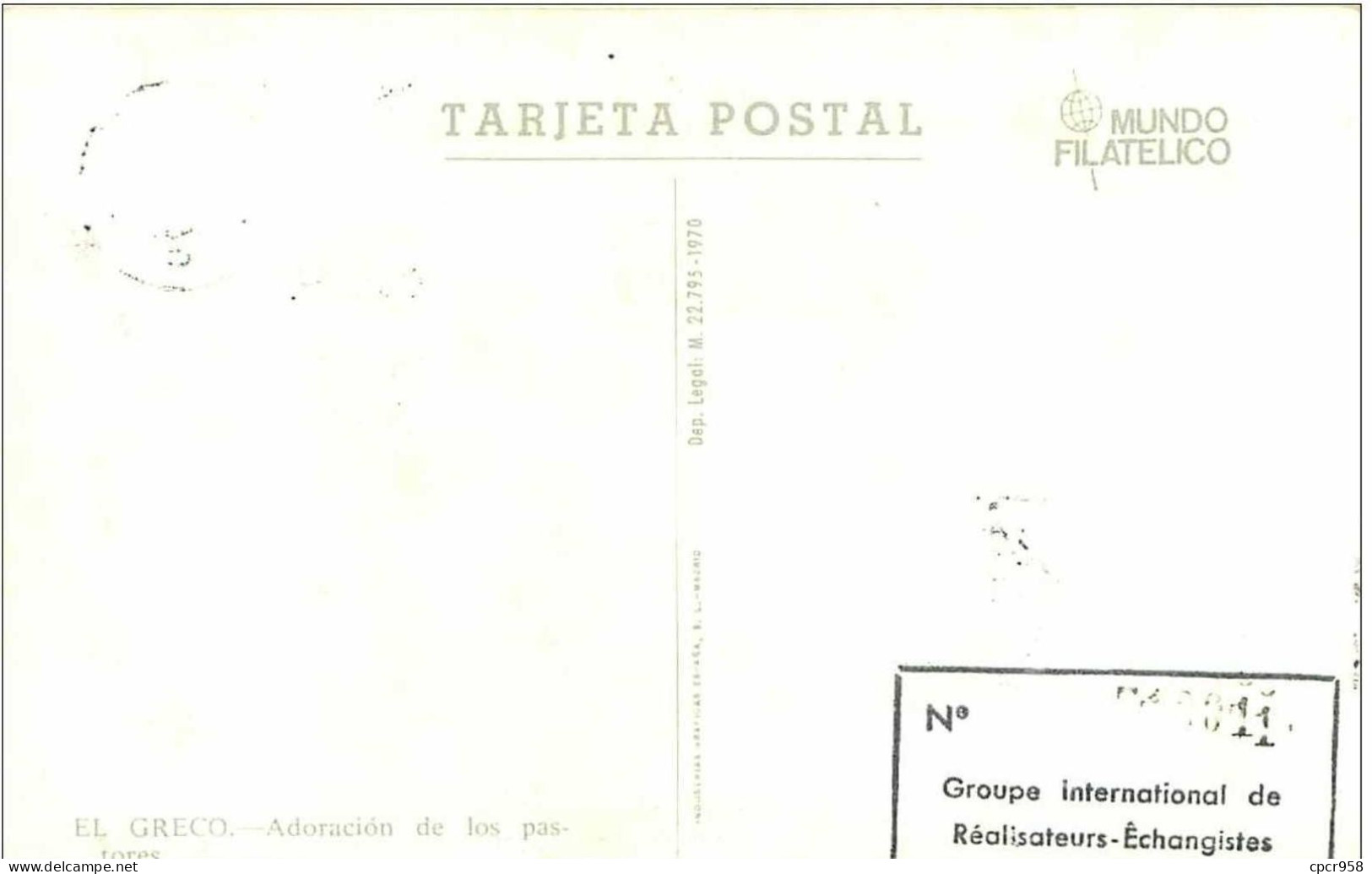 TIMBRES.CARTE MAX.n°9339.ESPAGNE.1970.GRECO.ADORACION DE LOS PASTORES - Cartes Maximum