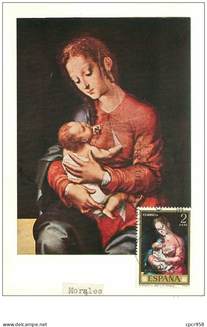 TIMBRES.CARTE MAX.n°9338.ESPAGNE.1970.MORALES.LA VIERGE.... - Tarjetas Máxima