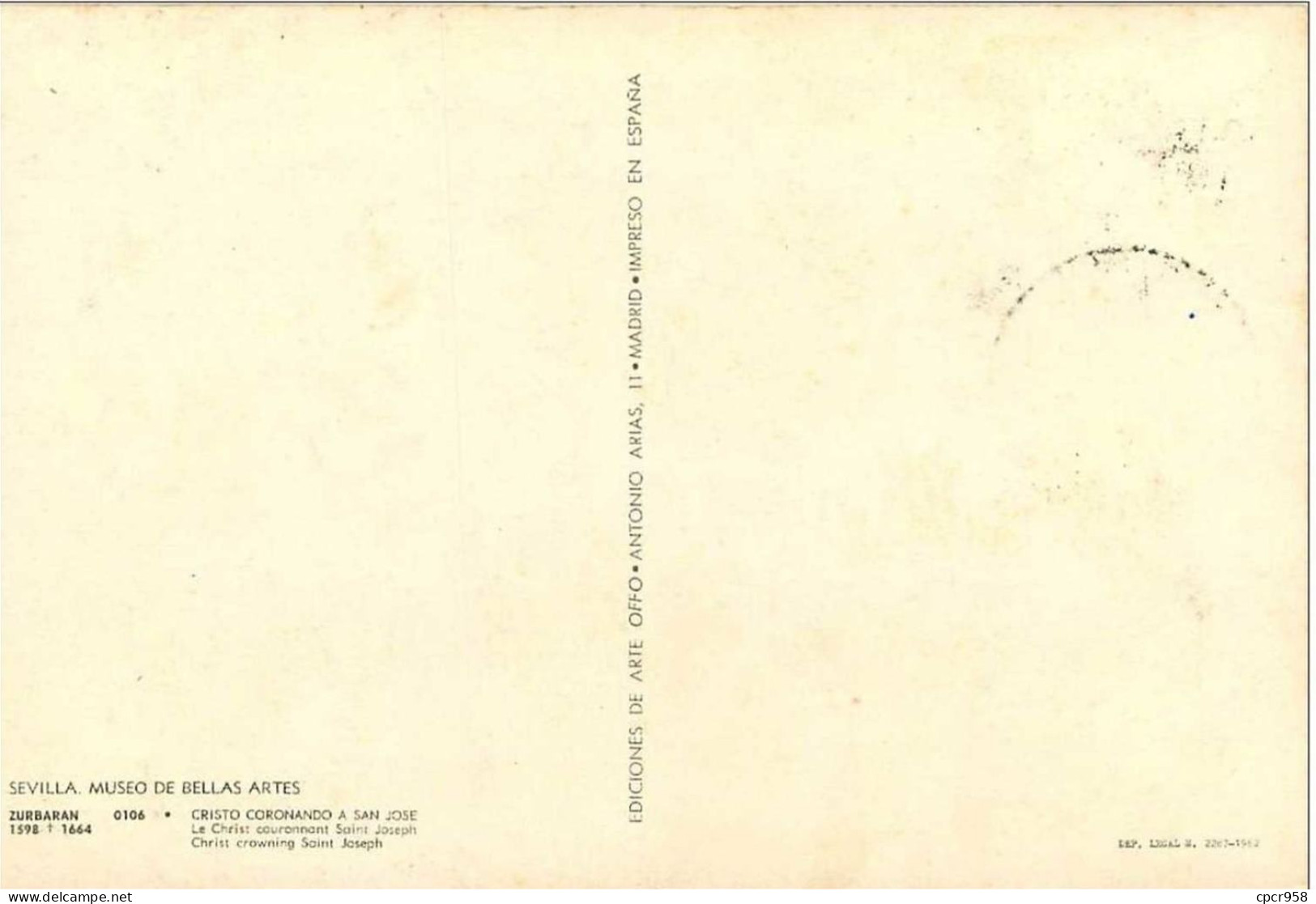 TIMBRES.CARTE MAX.n°9350.ESPAGNE.1962.ZURBARAN.LE CHRIST COURONNANT SAINT JOSEPH - Maximum Cards