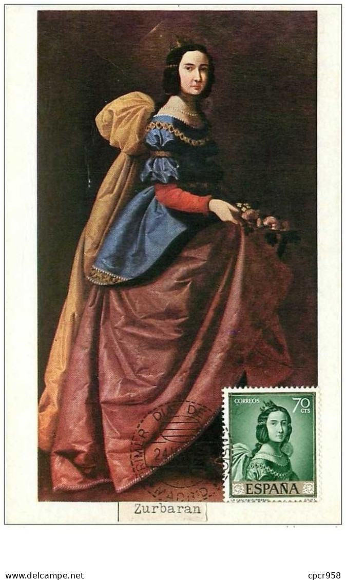 TIMBRES.CARTE MAX.n°9348.ESPAGNE.1968.ZURBARAN.SAINTE CASILDE - Maximum Kaarten