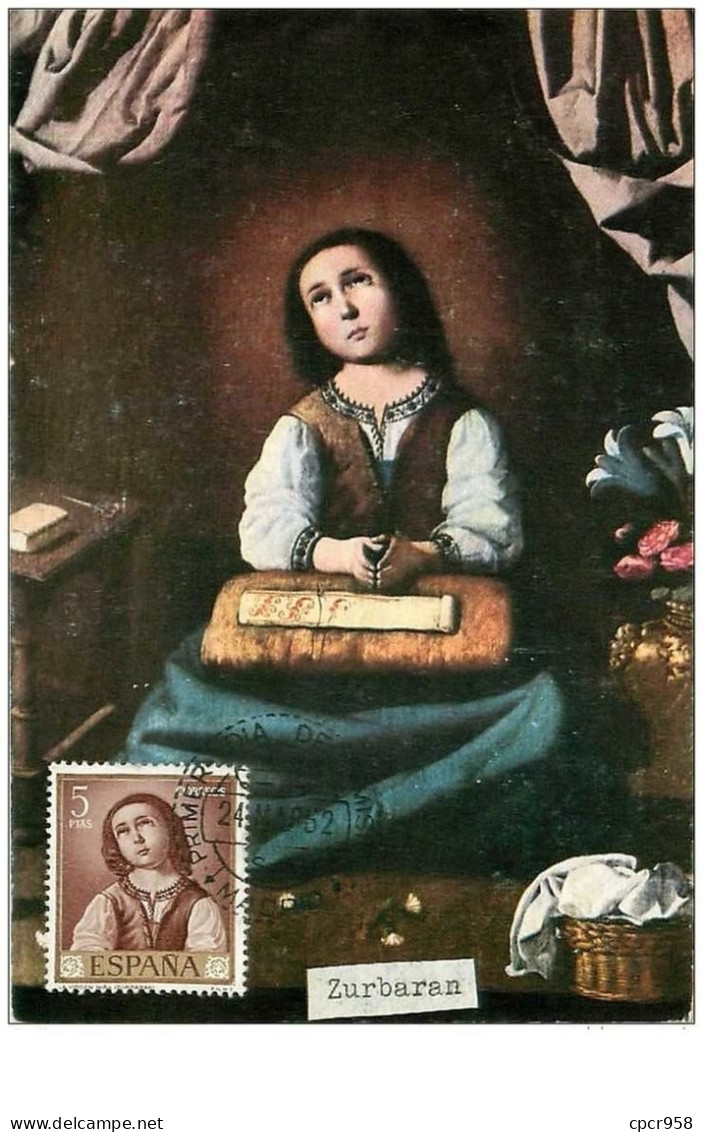 TIMBRES.CARTE MAX.n°9349.ESPAGNE.1962.ZURBARAN.LA VIERGE ENFANT - Cartes Maximum