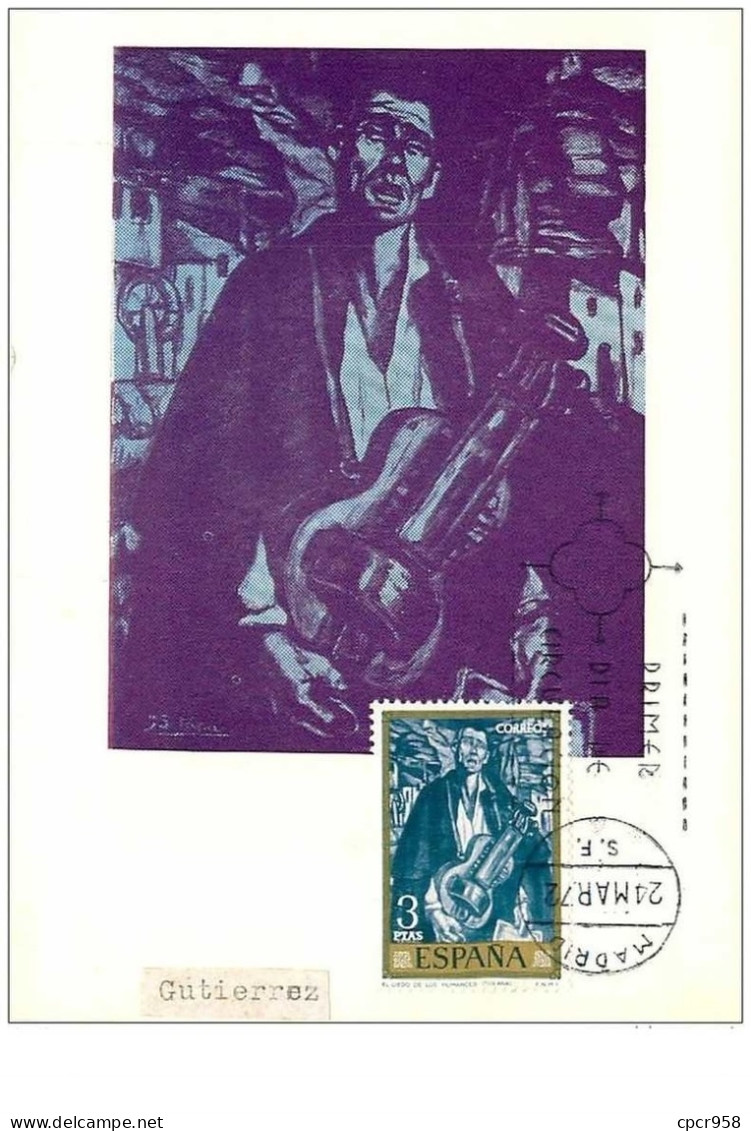 TIMBRES.CARTE MAX.n°9368.ESPAGNE.GUTIERREZ.EL CIEGO DE LOS ROMANCES.1972 - Maximum Cards