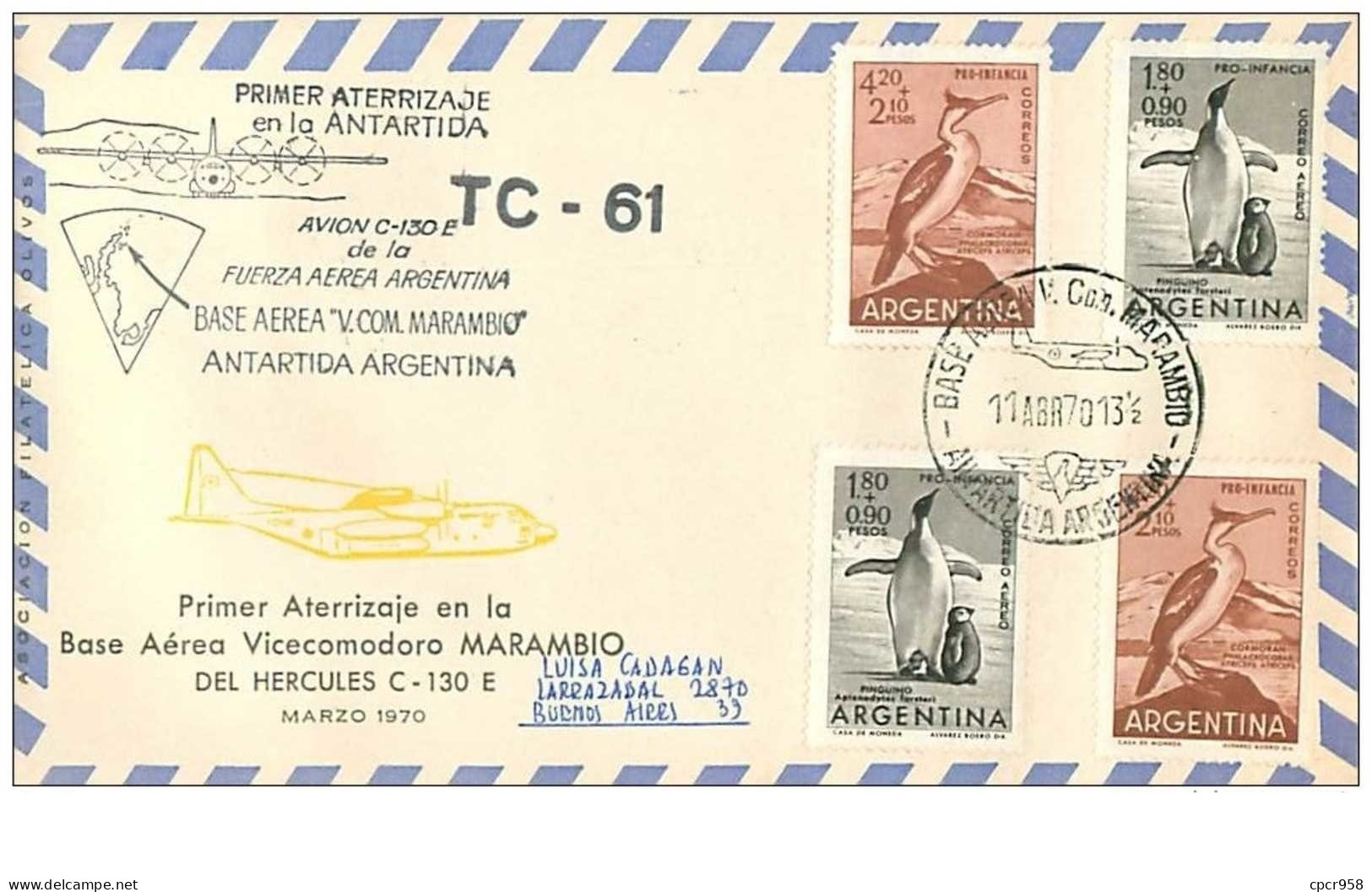 TIMBRES.n°2866.EXPEDITION POLAIRE.A.ANTARTIDA ARGENTINE-BUENOS AIRES.TC-61.1970.TIMBRES + CACHETS - Altri & Non Classificati