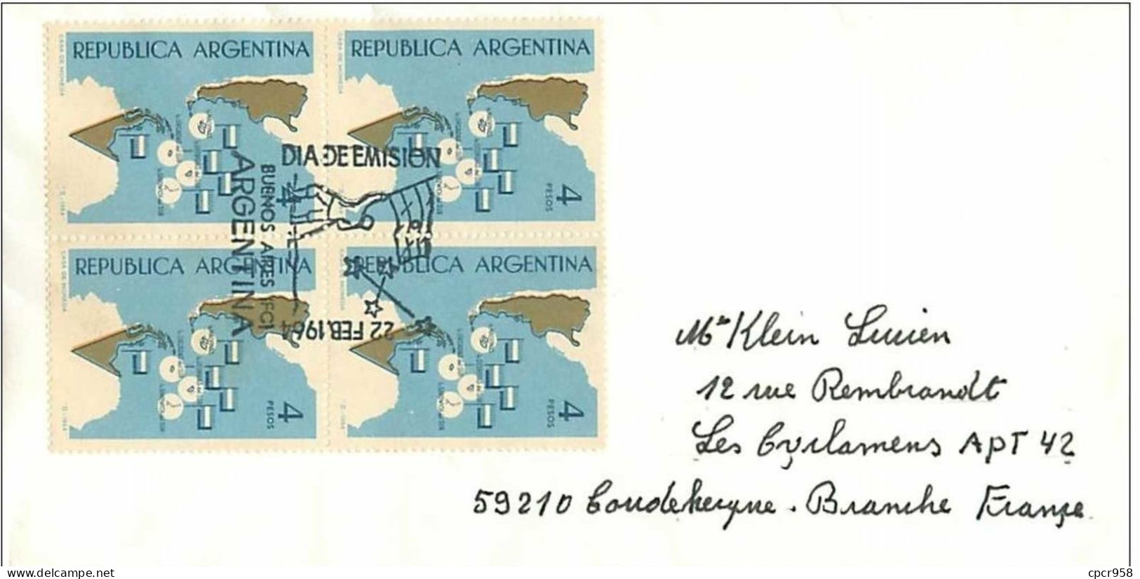 TIMBRES.n°2873.EXPEDITION POLAIRE.REPUBLICA ARGENTINA-COUDEKERQUE BRANCHE FRANCE.1964 - Autres & Non Classés