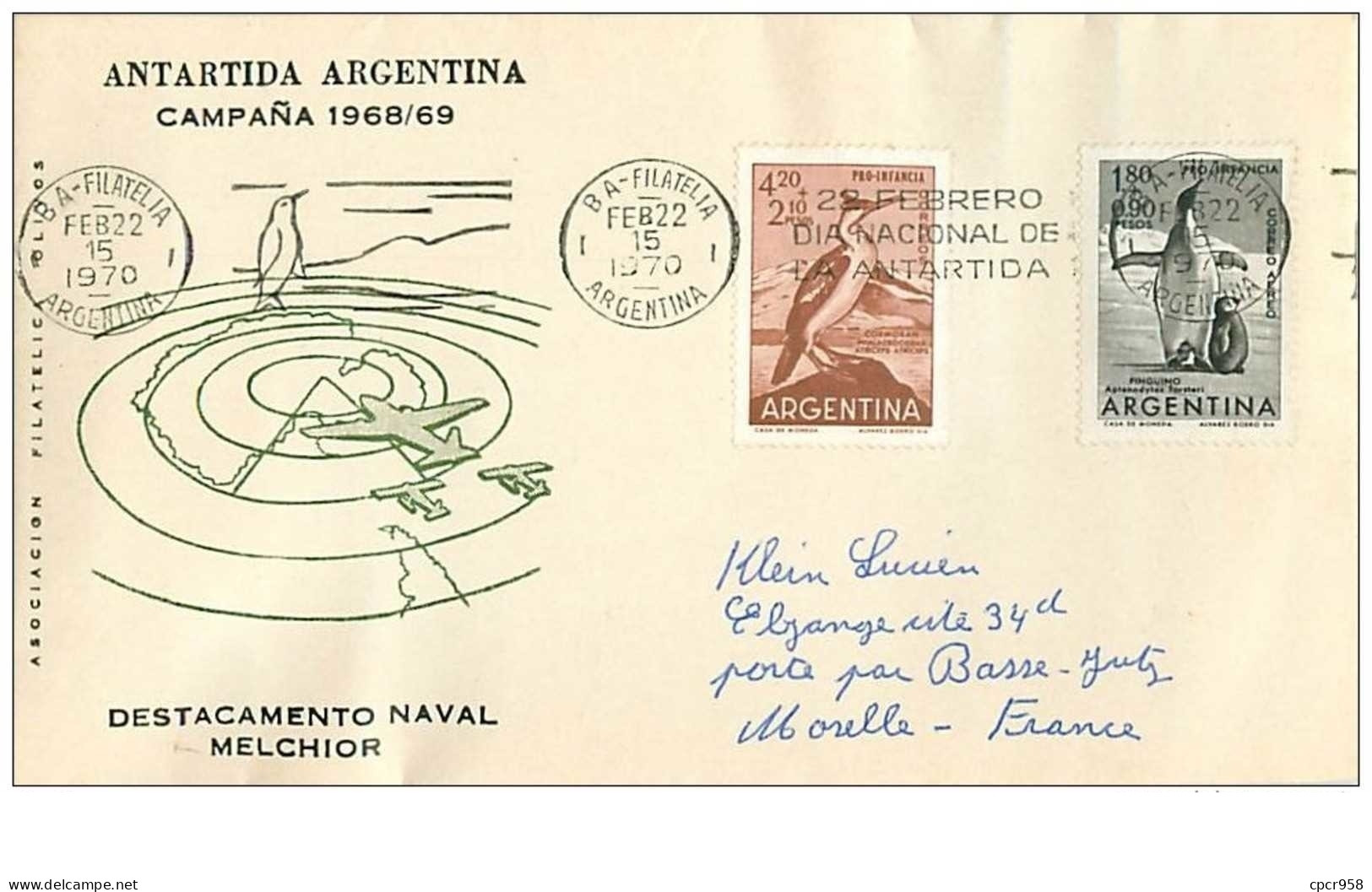 TIMBRES.n°2884.EXPEDITION POLAIRE..ANTARDIDA ARGENTINA-MOREL FRANCE.1970.TIMBRES ET CACHETS - Altri & Non Classificati