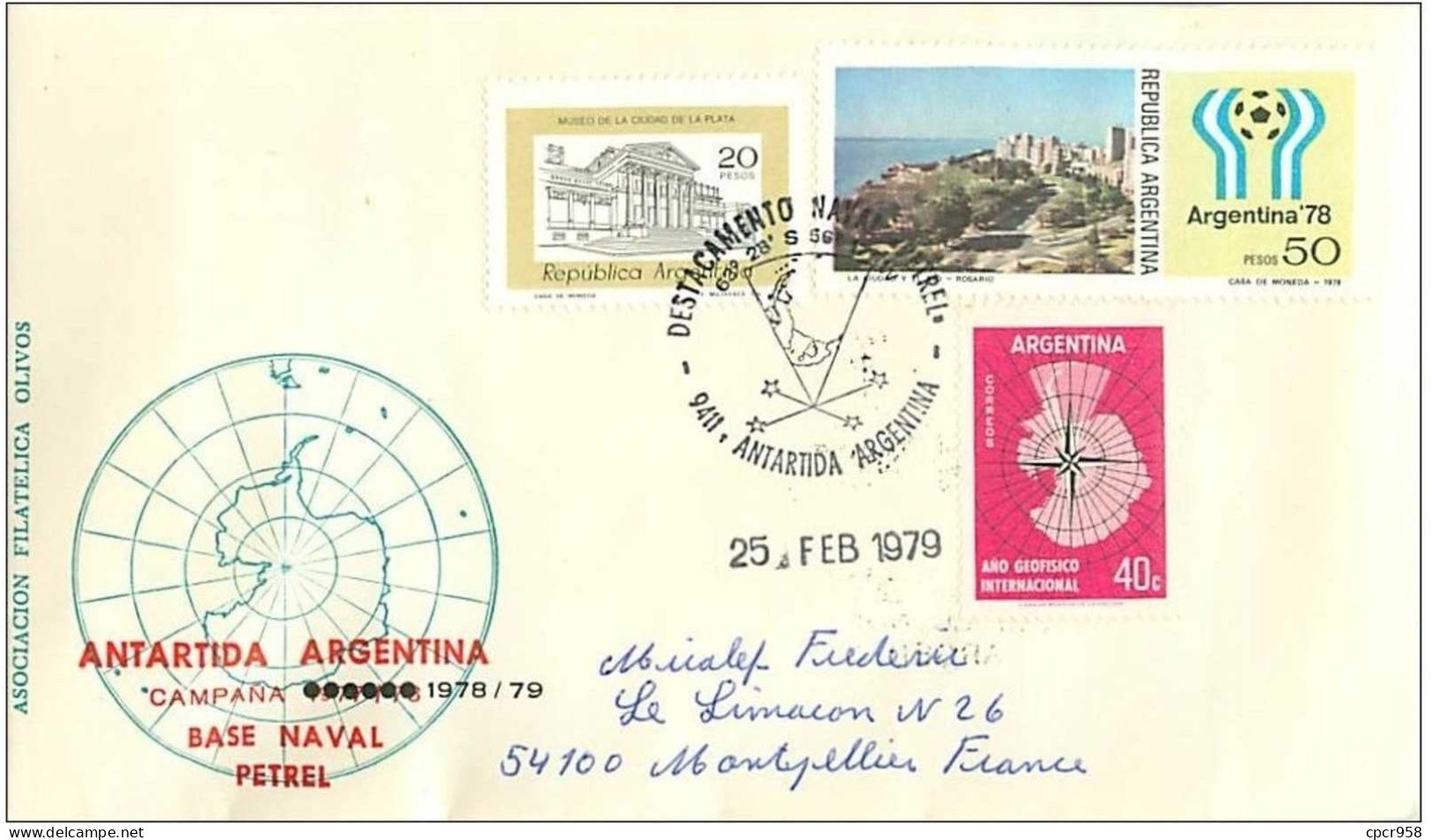 TIMBRES.n°2871.EXPEDITION POLAIRE.ANTARTIDA ARGENTINA-MONTPELLIER FRANCE.BASE NAVAL PETREL.1979 - Otros & Sin Clasificación