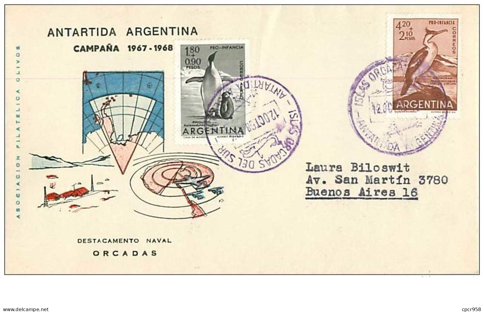 TIMBRES.n°2883.EXPEDITION POLAIRE..ANTARDIDA ARGENTINA-BUENOS AIRES.1968-1969.TIMBRES ET CACHETS - Other & Unclassified